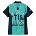 Australia Soccer Family Matching Short Sleeve Bodycon Dress and Hawaiian Shirt Raso Matildas Turquoise Version