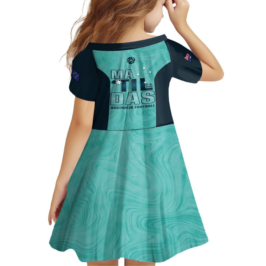 Australia Soccer Family Matching Summer Maxi Dress and Hawaiian Shirt Raso Matildas Turquoise Version