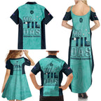 Australia Soccer Family Matching Summer Maxi Dress and Hawaiian Shirt Raso Matildas Turquoise Version