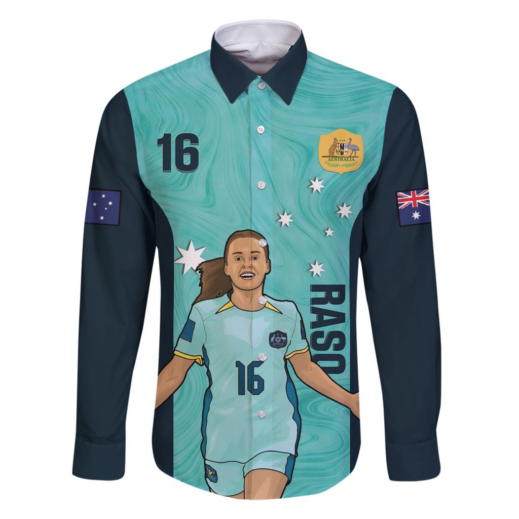 Australia Soccer Family Matching Summer Maxi Dress and Hawaiian Shirt Raso Matildas Turquoise Version
