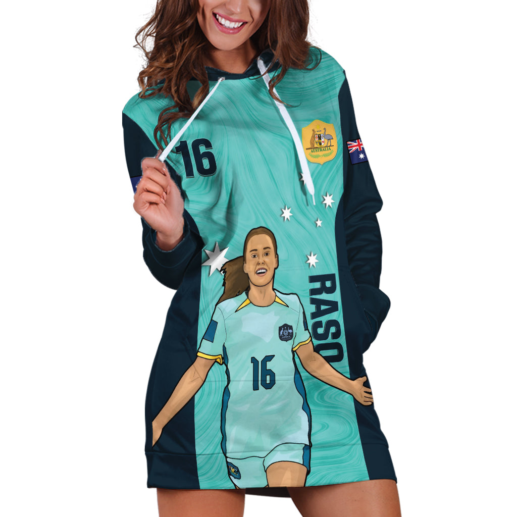 Australia Soccer Hoodie Dress Raso Matildas Turquoise Version