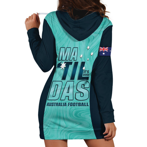 Australia Soccer Hoodie Dress Raso Matildas Turquoise Version