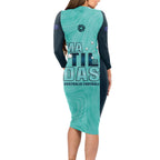 Australia Soccer Long Sleeve Bodycon Dress Raso Matildas Turquoise Version