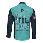 Australia Soccer Long Sleeve Button Shirt Raso Matildas Turquoise Version