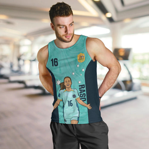 Australia Soccer Men Tank Top Raso Matildas Turquoise Version