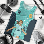 Australia Soccer Men Tank Top Raso Matildas Turquoise Version