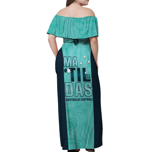 Australia Soccer Off Shoulder Maxi Dress Raso Matildas Turquoise Version
