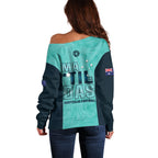 Australia Soccer Off Shoulder Sweater Raso Matildas Turquoise Version