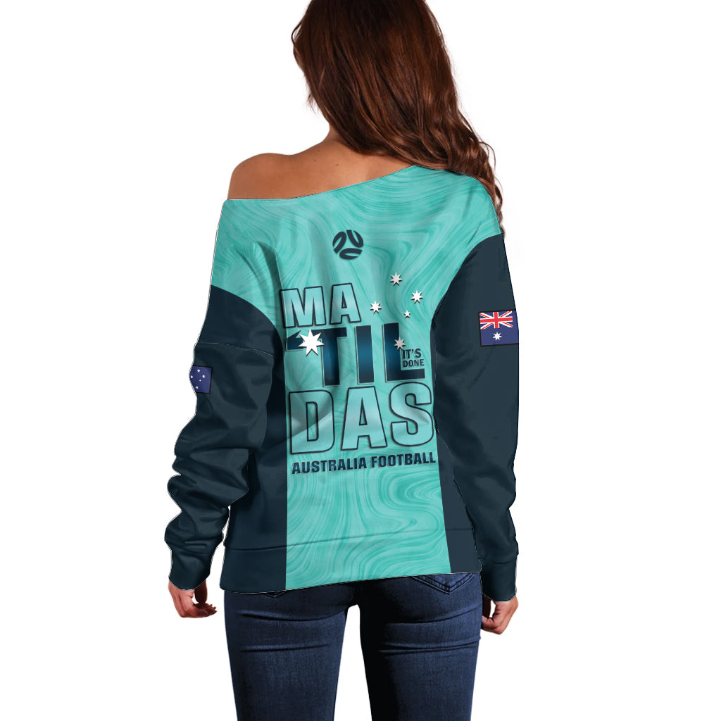 Australia Soccer Off Shoulder Sweater Raso Matildas Turquoise Version