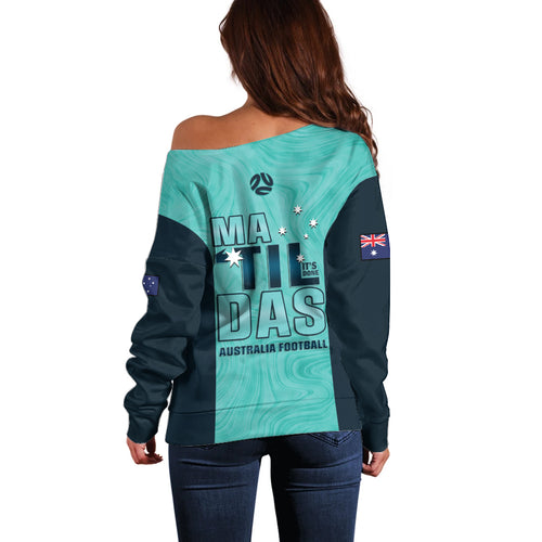 Australia Soccer Off Shoulder Sweater Raso Matildas Turquoise Version