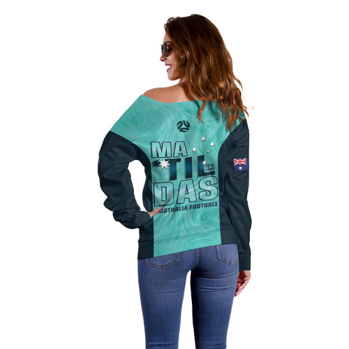 Australia Soccer Off Shoulder Sweater Raso Matildas Turquoise Version