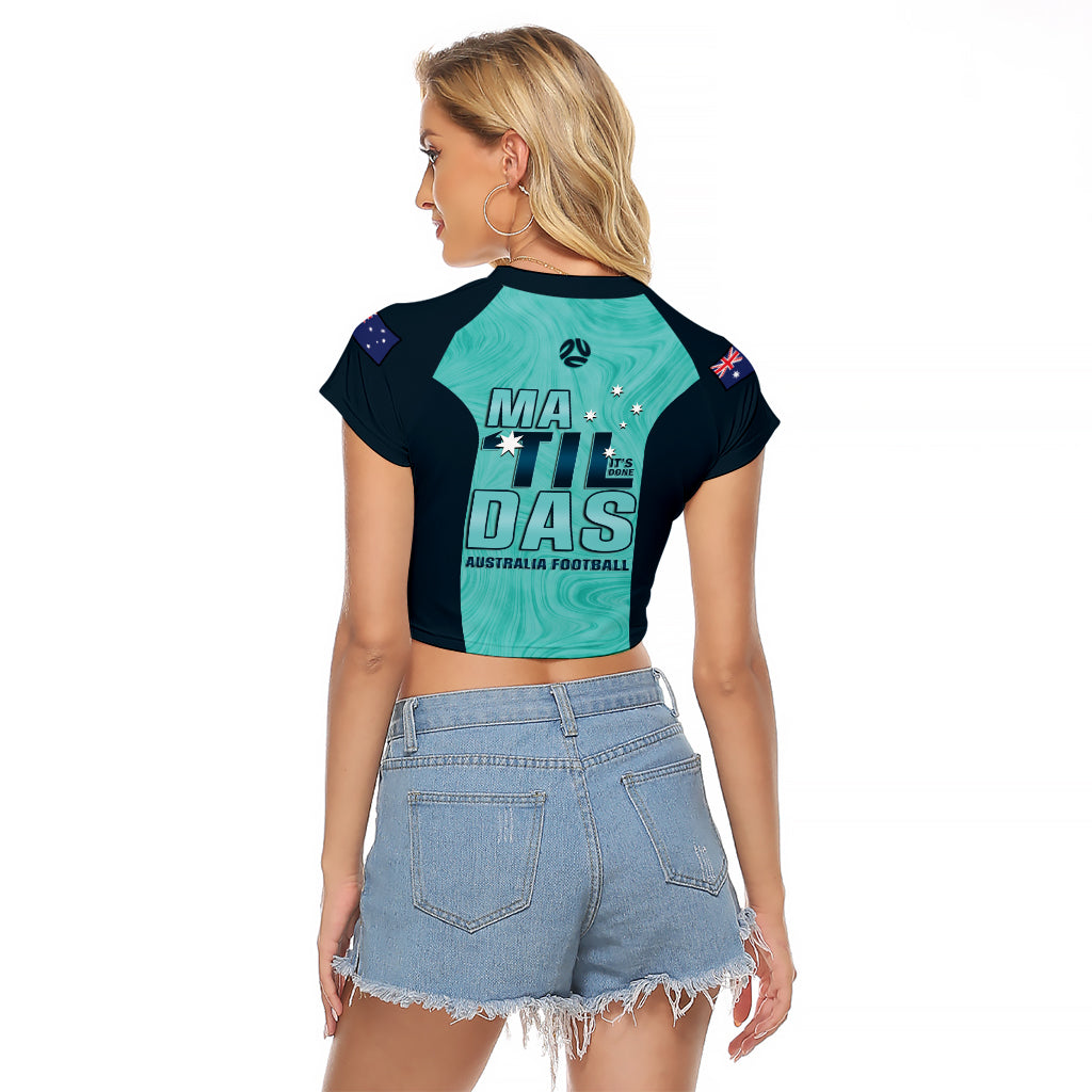 Australia Soccer Raglan Cropped T Shirt Raso Matildas Turquoise Version