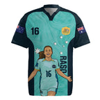 Australia Soccer Rugby Jersey Raso Matildas Turquoise Version