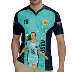 Australia Soccer Rugby Jersey Raso Matildas Turquoise Version