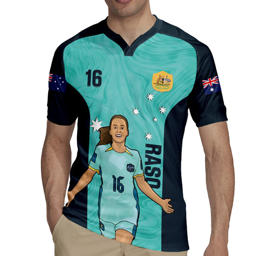 Australia Soccer Rugby Jersey Raso Matildas Turquoise Version