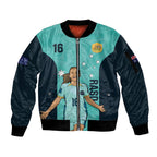 Australia Soccer Sleeve Zip Bomber Jacket Raso Matildas Turquoise Version