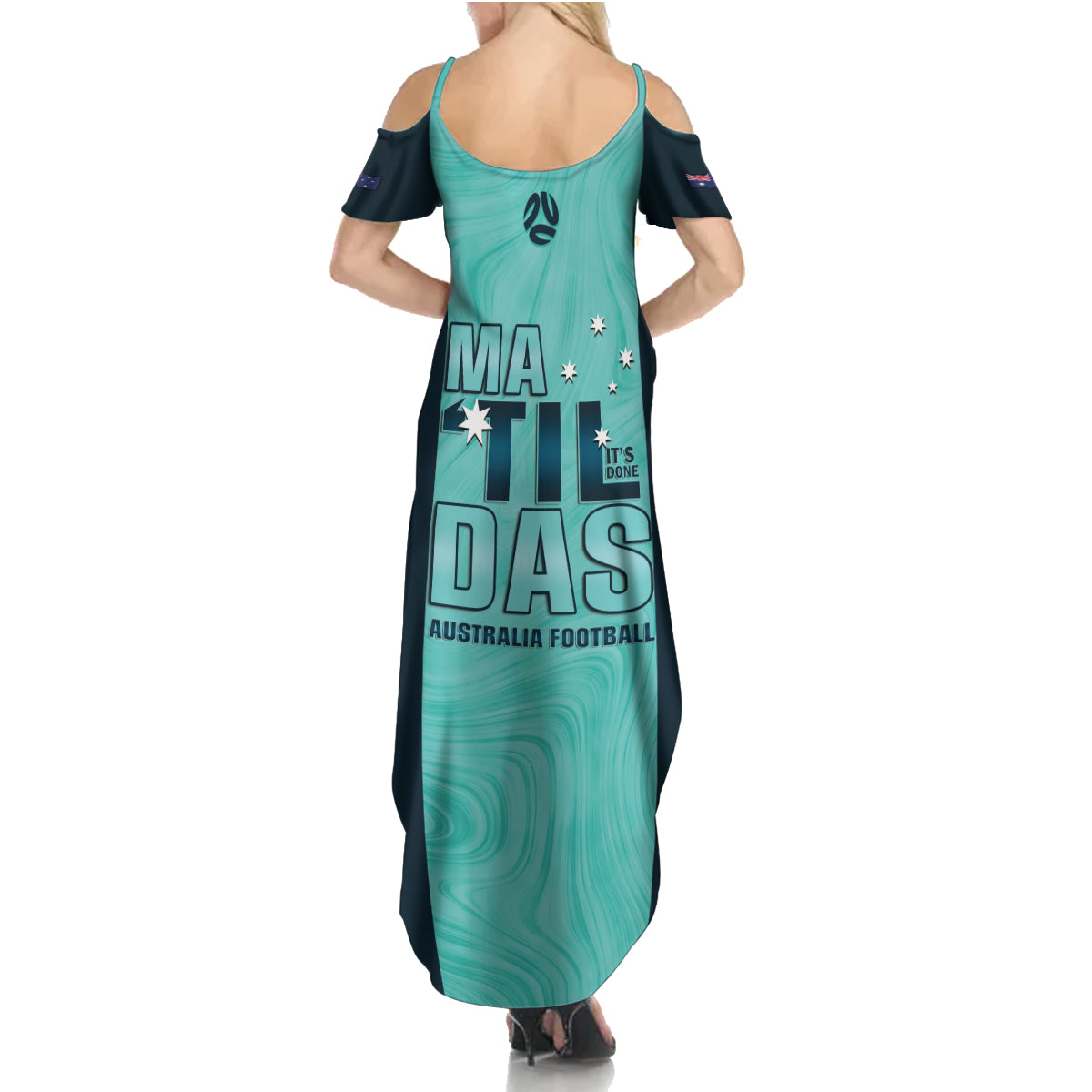 Australia Soccer Summer Maxi Dress Raso Matildas Turquoise Version