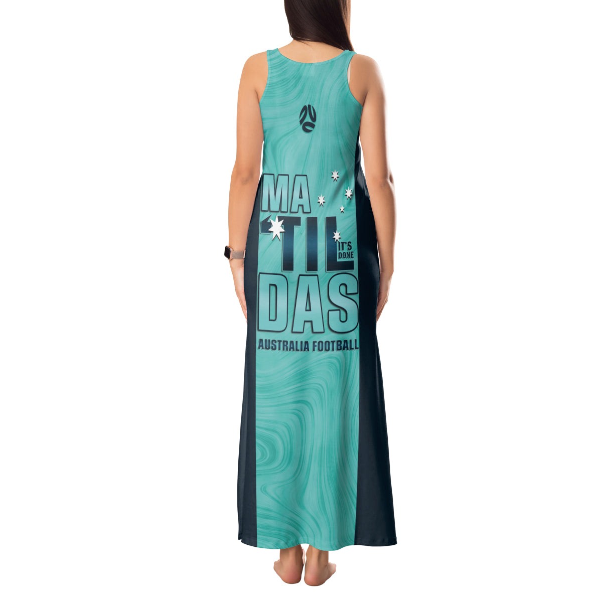 Australia Soccer Tank Maxi Dress Raso Matildas Turquoise Version
