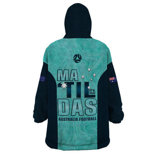 Australia Soccer Wearable Blanket Hoodie Raso Matildas Turquoise Version