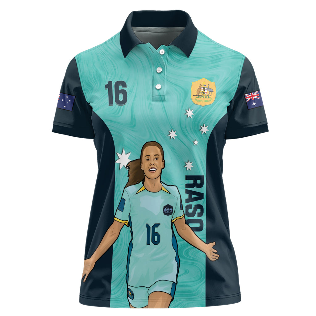 Australia Soccer Women Polo Shirt Raso Matildas Turquoise Version