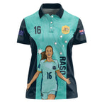 Australia Soccer Women Polo Shirt Raso Matildas Turquoise Version