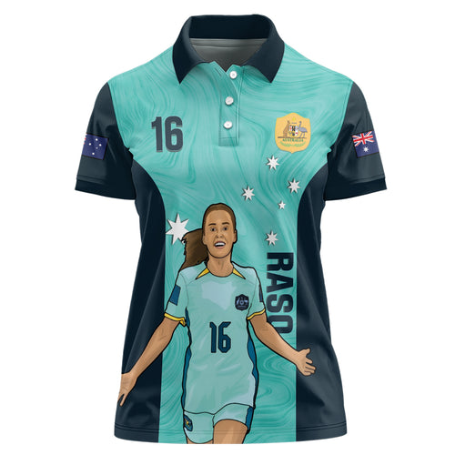 Australia Soccer Women Polo Shirt Raso Matildas Turquoise Version
