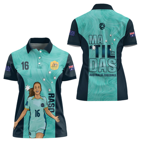 Australia Soccer Women Polo Shirt Raso Matildas Turquoise Version