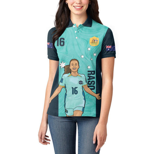Australia Soccer Women Polo Shirt Raso Matildas Turquoise Version
