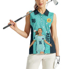 Australia Soccer Women Sleeveless Polo Shirt Raso Matildas Turquoise Version