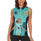 Australia Soccer Women Sleeveless Polo Shirt Raso Matildas Turquoise Version