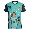 Australia Soccer Women V-Neck T-Shirt Raso Matildas Turquoise Version