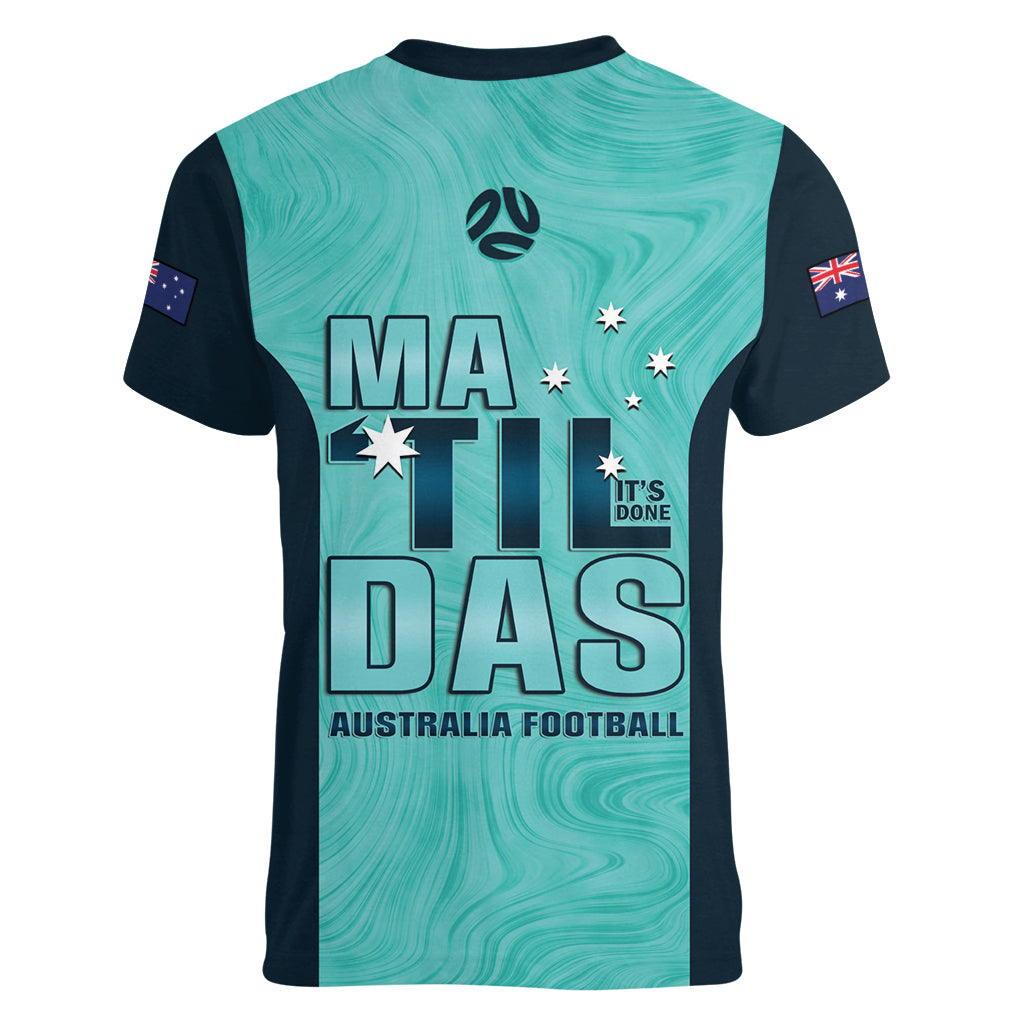 Australia Soccer Women V-Neck T-Shirt Raso Matildas Turquoise Version