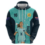 Australia Soccer Zip Hoodie Raso Matildas Turquoise Version