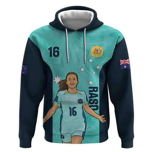 Australia Soccer Zip Hoodie Raso Matildas Turquoise Version