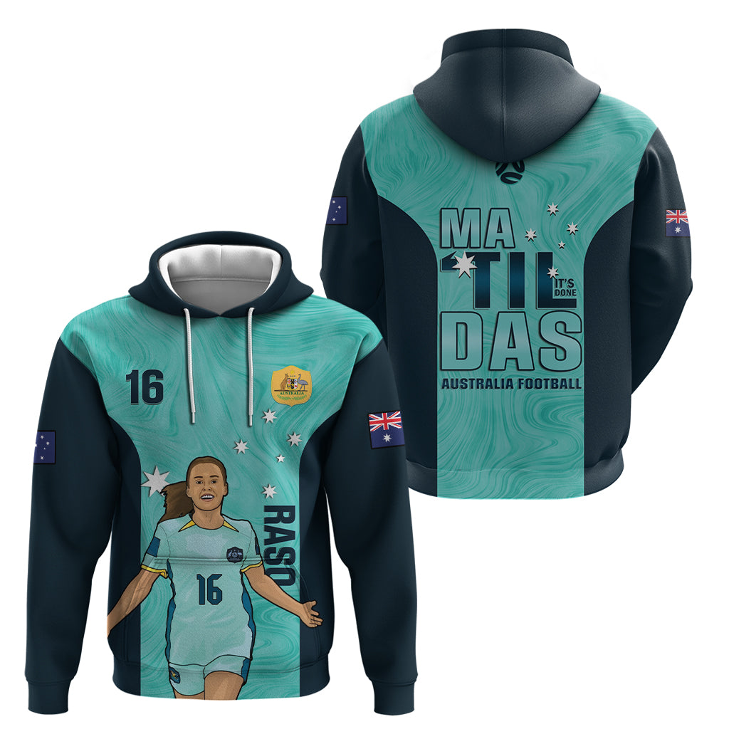 Australia Soccer Zip Hoodie Raso Matildas Turquoise Version