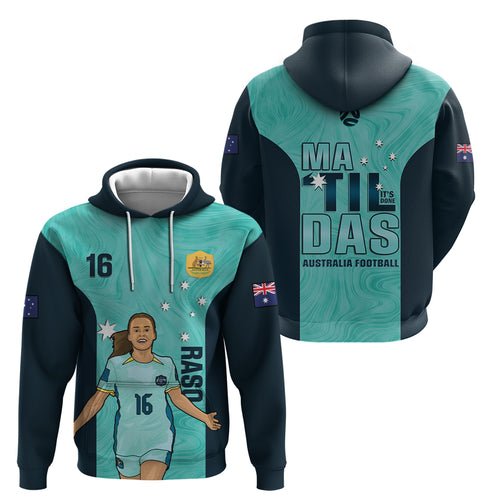 Australia Soccer Zip Hoodie Raso Matildas Turquoise Version