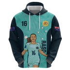 Australia Soccer Zip Hoodie Raso Matildas Turquoise Version