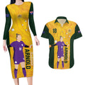 Australia Soccer Couples Matching Long Sleeve Bodycon Dress and Hawaiian Shirt Arnold Matildas Gold Version
