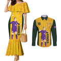 Australia Soccer Couples Matching Mermaid Dress and Long Sleeve Button Shirt Arnold Matildas Gold Version