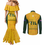Australia Soccer Couples Matching Mermaid Dress and Long Sleeve Button Shirt Arnold Matildas Gold Version
