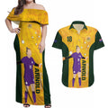 Australia Soccer Couples Matching Off Shoulder Maxi Dress and Hawaiian Shirt Arnold Matildas Gold Version
