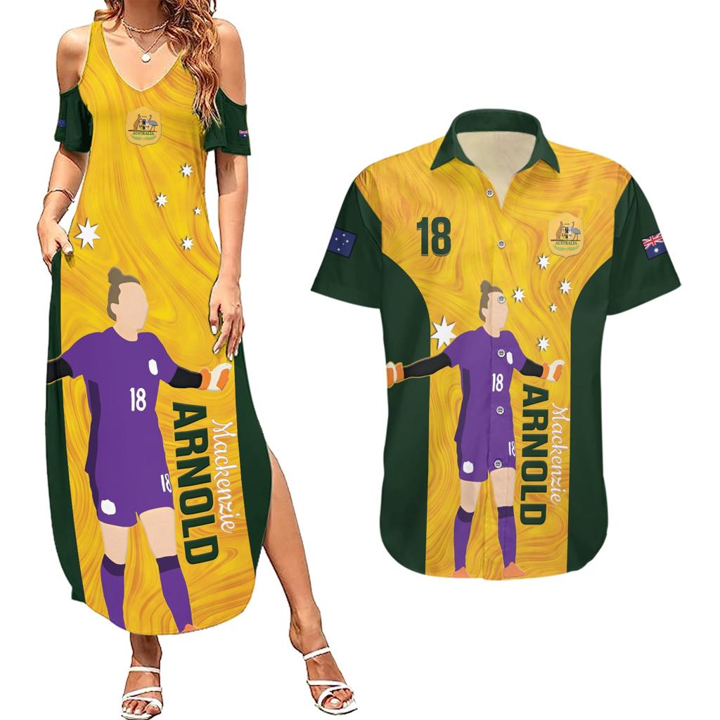 Australia Soccer Couples Matching Summer Maxi Dress and Hawaiian Shirt Arnold Matildas Gold Version