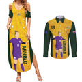 Australia Soccer Couples Matching Summer Maxi Dress and Long Sleeve Button Shirt Arnold Matildas Gold Version