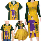 Australia Soccer Family Matching Long Sleeve Bodycon Dress and Hawaiian Shirt Arnold Matildas Gold Version