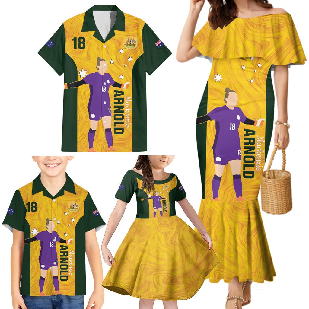 Australia Soccer Family Matching Mermaid Dress and Hawaiian Shirt Arnold Matildas Gold Version