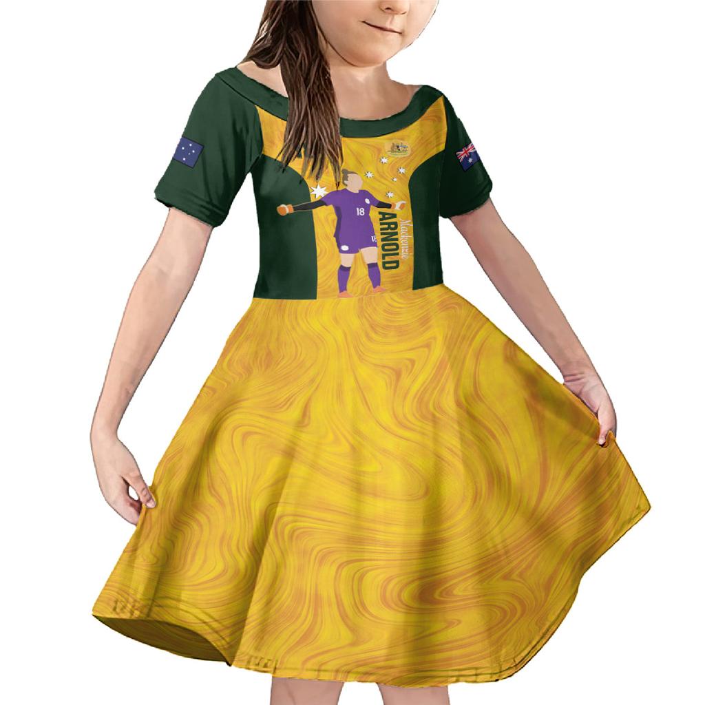 Australia Soccer Family Matching Mermaid Dress and Hawaiian Shirt Arnold Matildas Gold Version