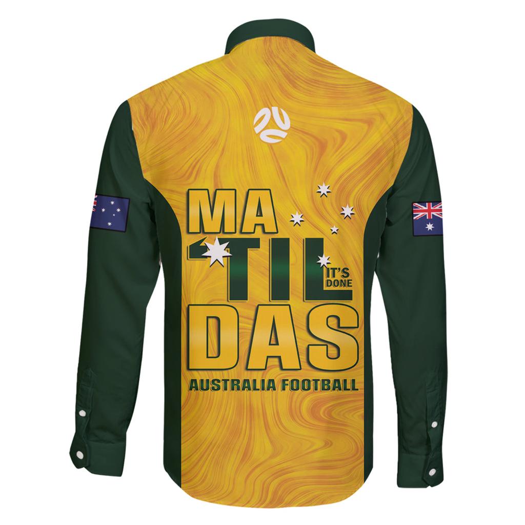 Australia Soccer Family Matching Off The Shoulder Long Sleeve Dress and Hawaiian Shirt Arnold Matildas Gold Version