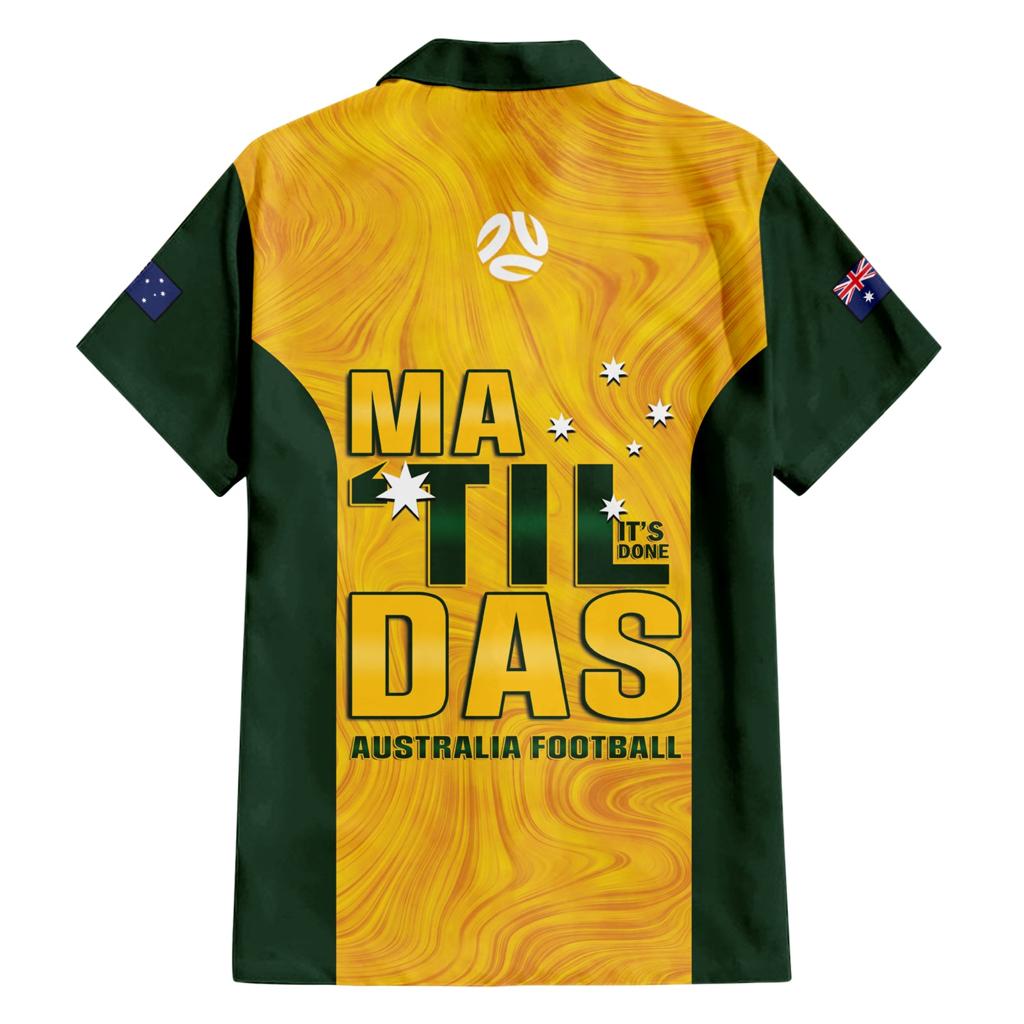 Australia Soccer Family Matching Short Sleeve Bodycon Dress and Hawaiian Shirt Arnold Matildas Gold Version
