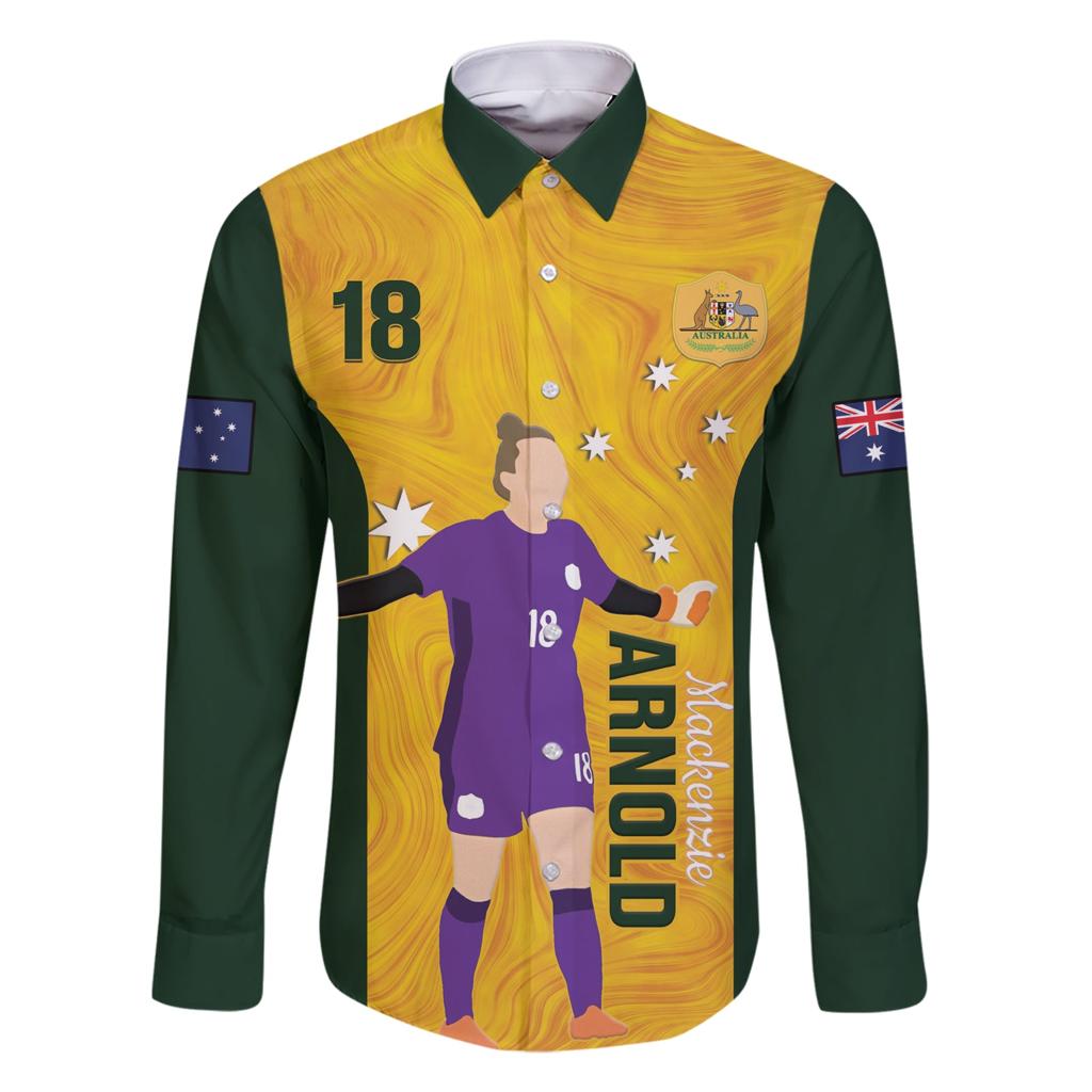Australia Soccer Family Matching Short Sleeve Bodycon Dress and Hawaiian Shirt Arnold Matildas Gold Version