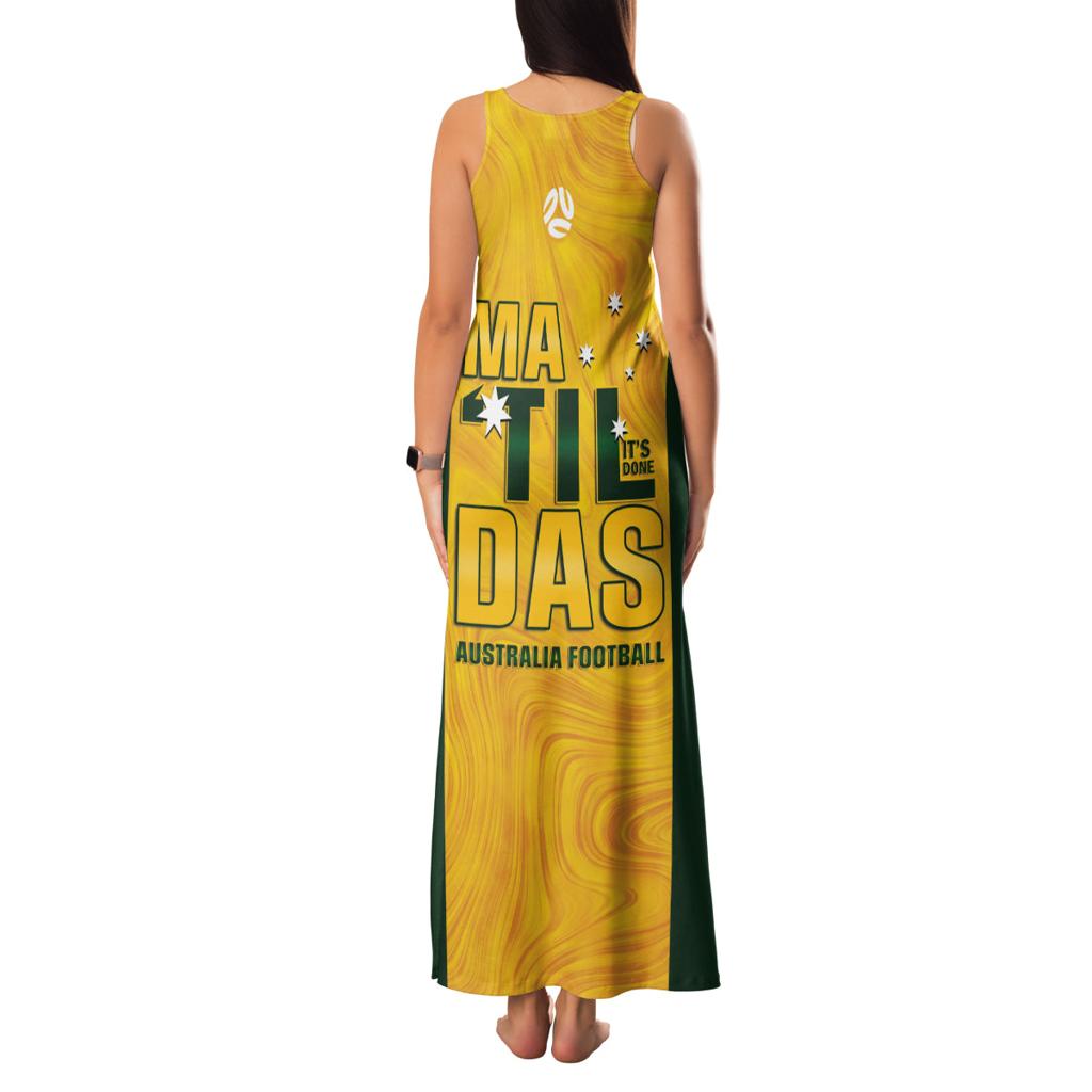 Australia Soccer Family Matching Tank Maxi Dress and Hawaiian Shirt Arnold Matildas Gold Version